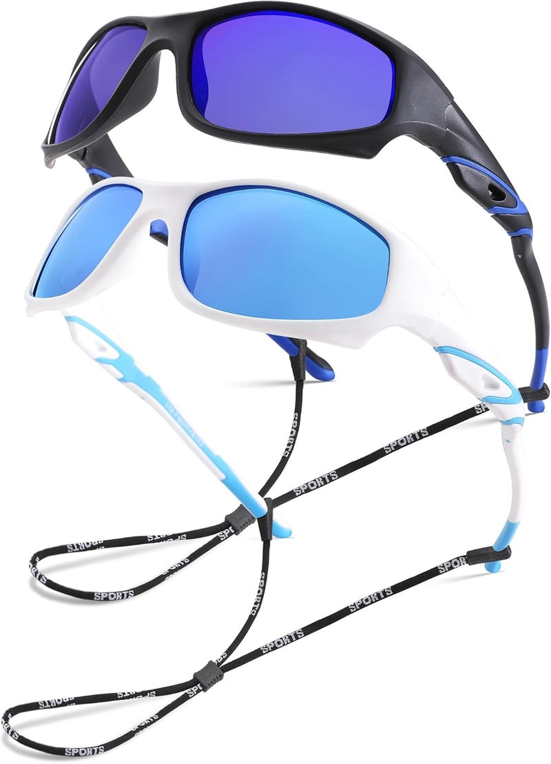 GLARDEFE Kids Youth Baseball Sunglasses – Unbreakable Flexible Polarized Sports Sunglasses with Strap for Boys Girls Age 4-12 - Image 1